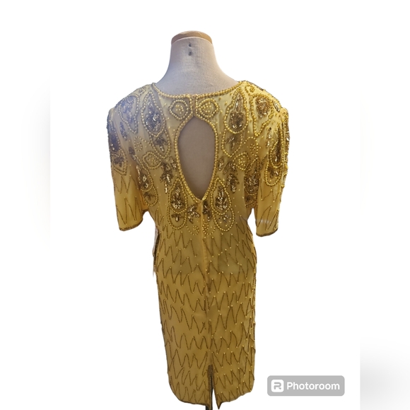 Vintage Mark & John By Gopal Silk Beaded Cocktail Dress NWT - Picture 3 of 6